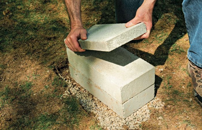 solid concrete block shed footing