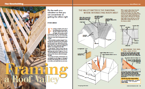 framing a roof valley magazine spread 