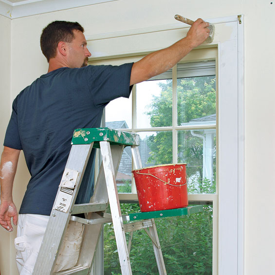 Start inside and work outward. To avoid lap marks, paint the muntins first, then the window frame, and finish with the casing.