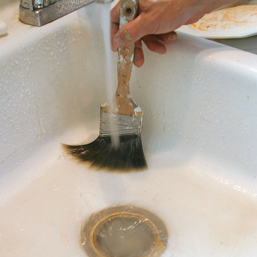 A thorough washing saves both brushes and rollers.