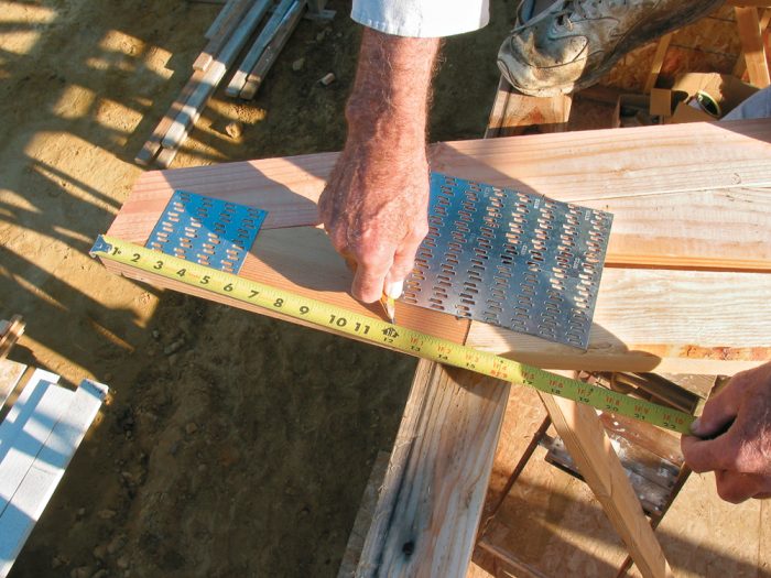 aligning a mark on the truss