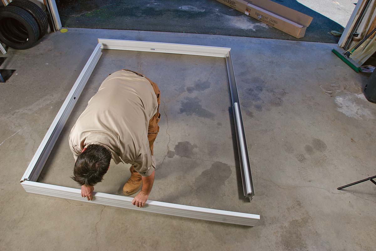 Assemble the frame on a flat floor with the exterior facing up