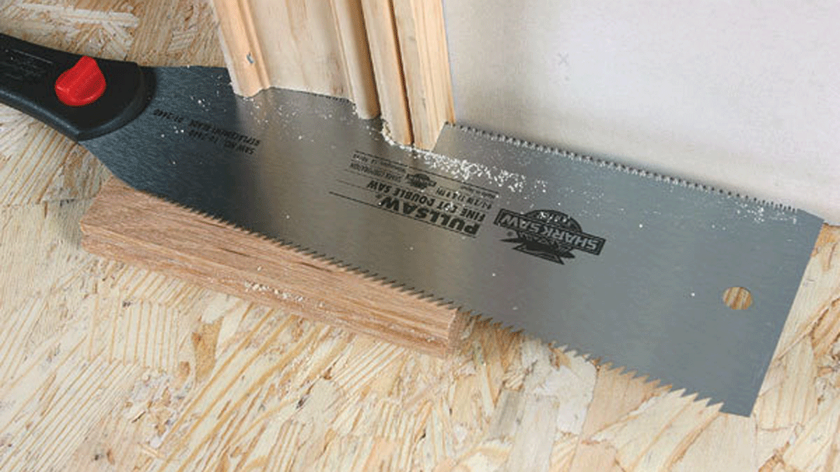  Don’t scribe the flooring. Instead, trim door casing in place when installing new flooring. Use a straight-handled, fine-toothed pull saw guided by a scrap of the new flooring.