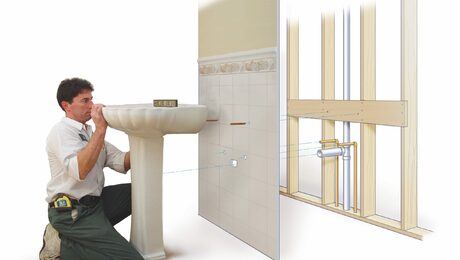 installing pedestal sink