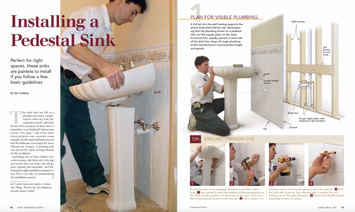 pedestal sink magazine spread