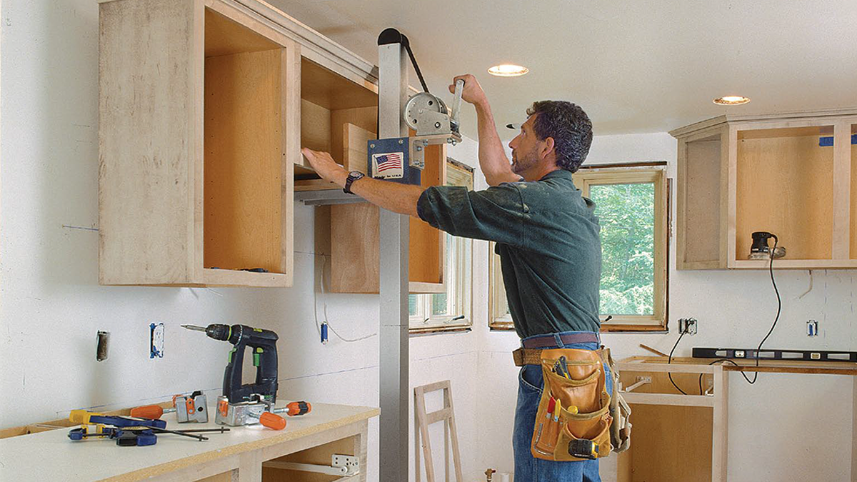 installing kitchen cabinets solo - fine homebuilding