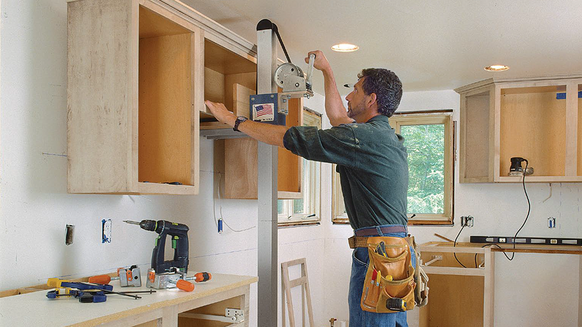 Installing Kitchen Cabinets Solo - Fine Homebuilding