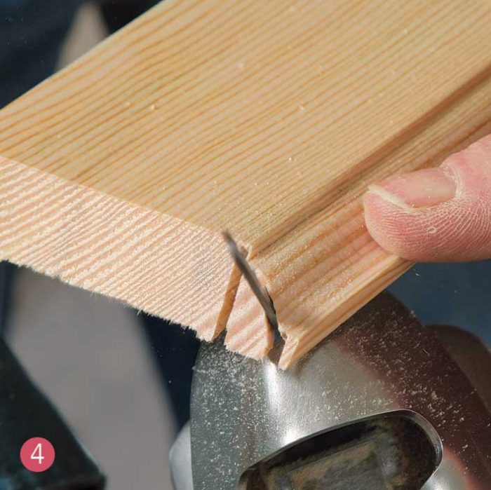 Keeping the saw at an angle, follow the top profile.