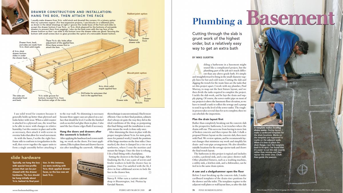 basement plumbing magazine spread