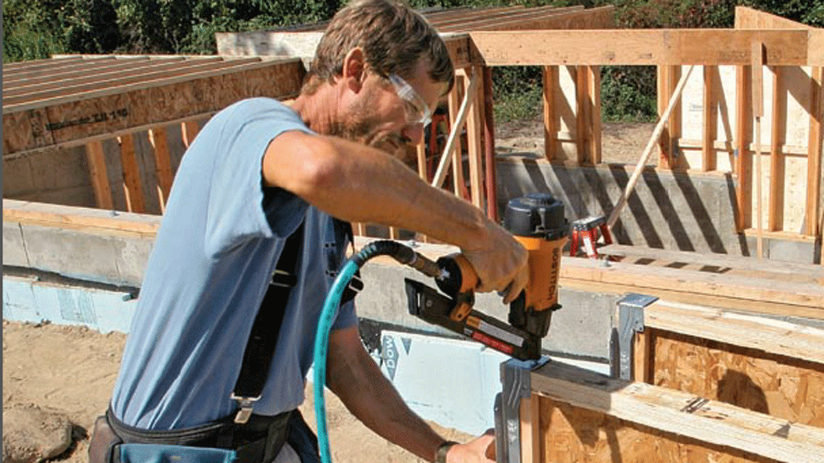 worker working with engineered joists