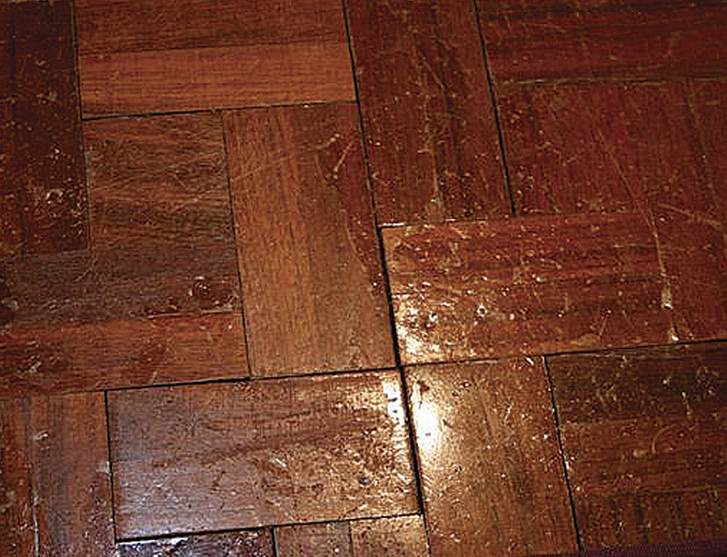 A contaminated floor won’t hold finish. Dirt or chemicals on top of a floor or embedded in its finish can cause subsequent coats of finish to flake or peel off.