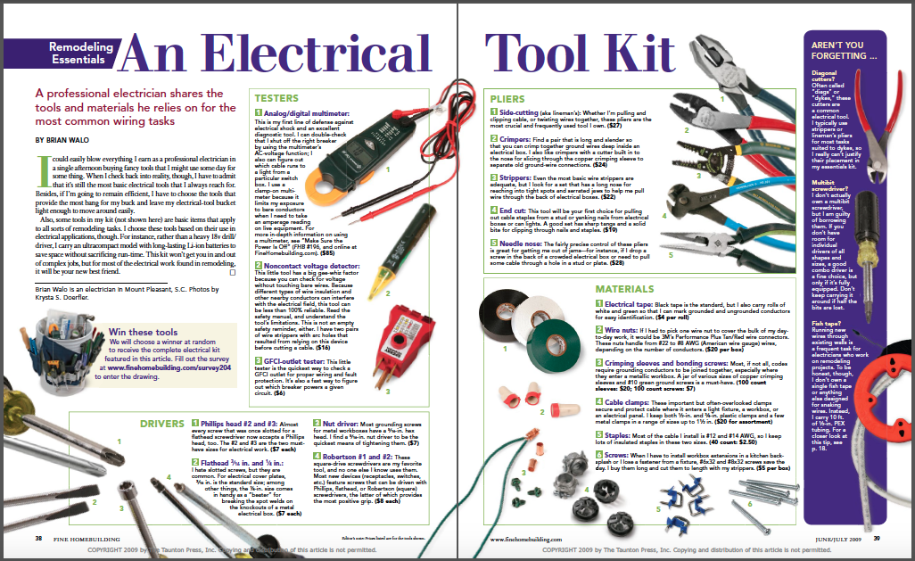 AN ELECTRICAL TOOL KIT MAGAZINE SPREAD