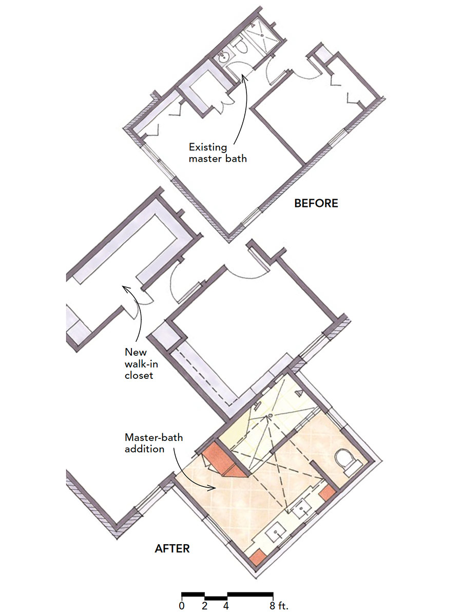 bathroom floor plans before and after