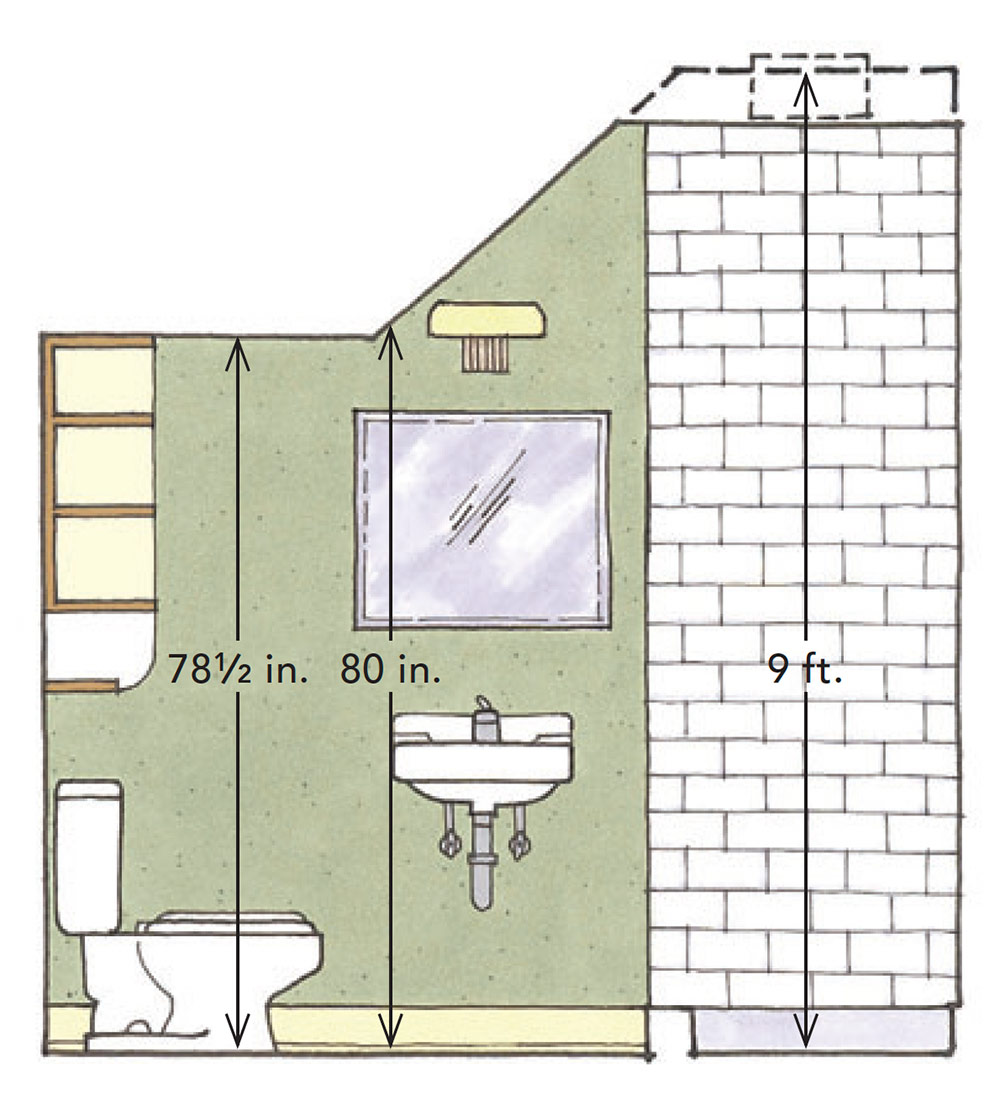 bathroom illustrated with ceiling heights
