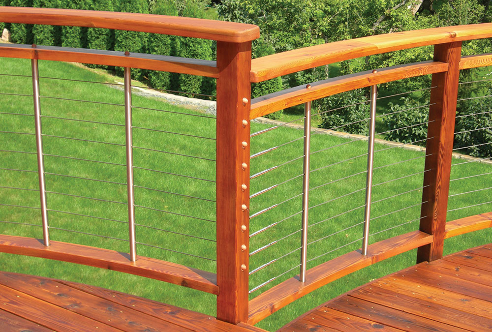 Timber Beam Deck with Cable Railings  Balcony railing design, Railing  design, Balcony railing