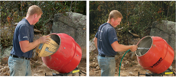 mixing your own cement in portable mixer