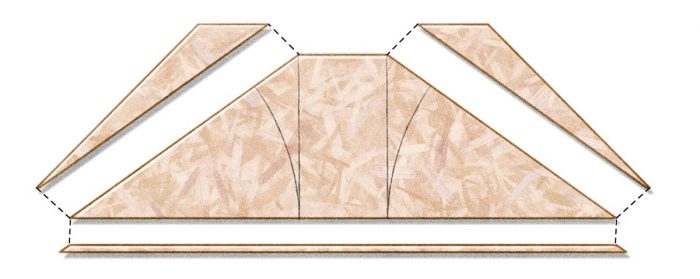 Repeat the process on the other side of the template, and cut out the shape. Trim 1⁄2 in. from the bottom edge of the nailer with a circular saw.