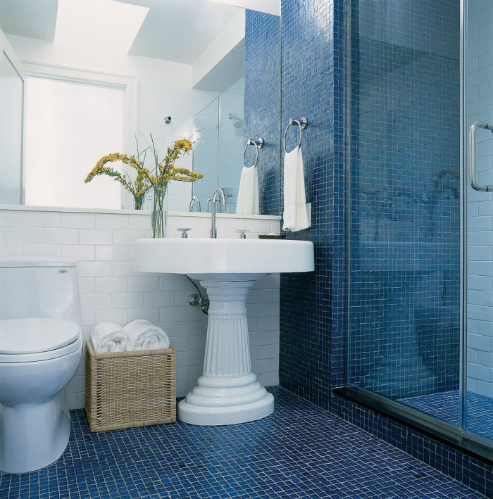 shot of mosaic tile in the bathroom