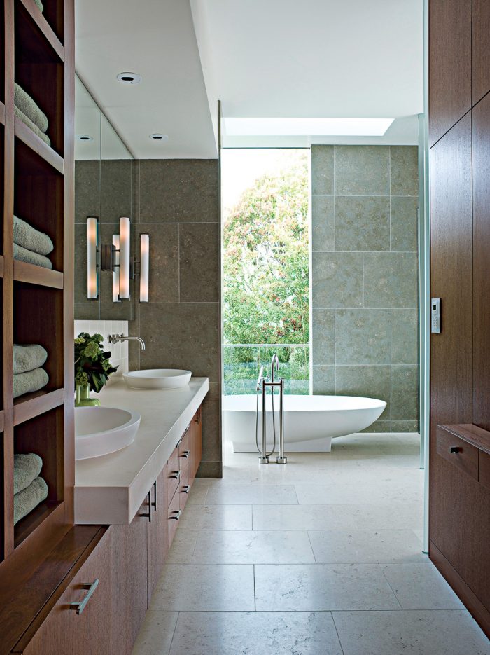 large-format tile in a bathroom