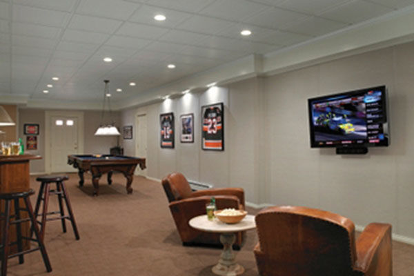 Ceiling tiles in the basement 