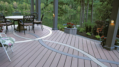bending synthetic decking for decorative inlays