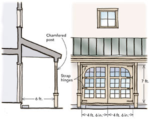 Out-swinging carriage-house style doors