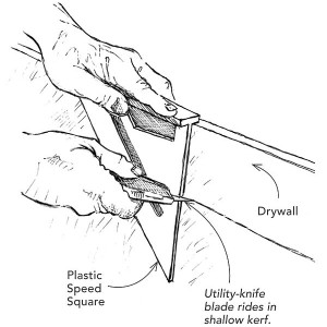 Cutting narrow strips of drywall