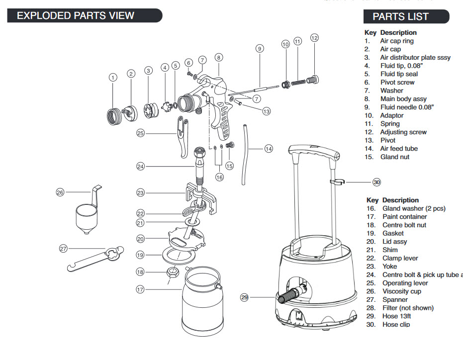 Earlex 5500 HVLP parts diagram