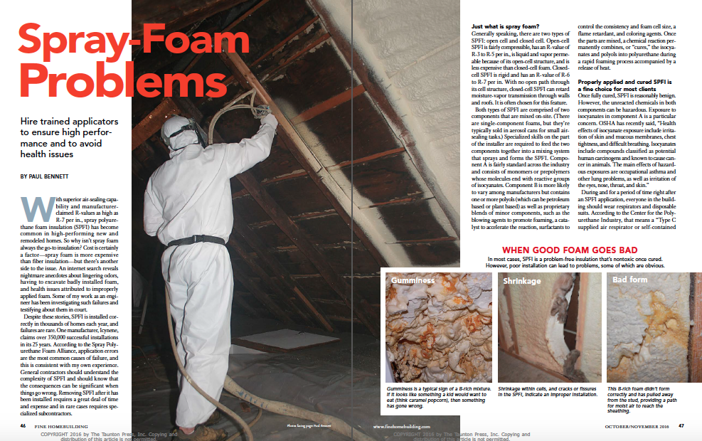 spray foam problems magazine spread 