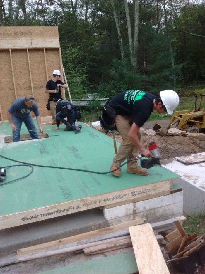 framed and sheathed the gable wall