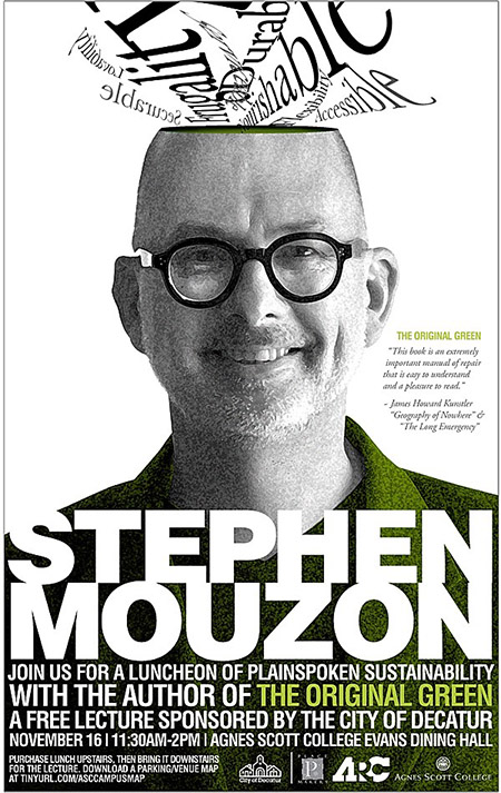 Steve Mouzon在迪凯特地铁的封面上说:“回顾历史，当人们选择可持续生活时，不是因为他们选择了，而是因为他们不得不这样做，Steve提供了一个令人信服的替代方案，高科技解决方案是实现可持续发展的唯一途径。”