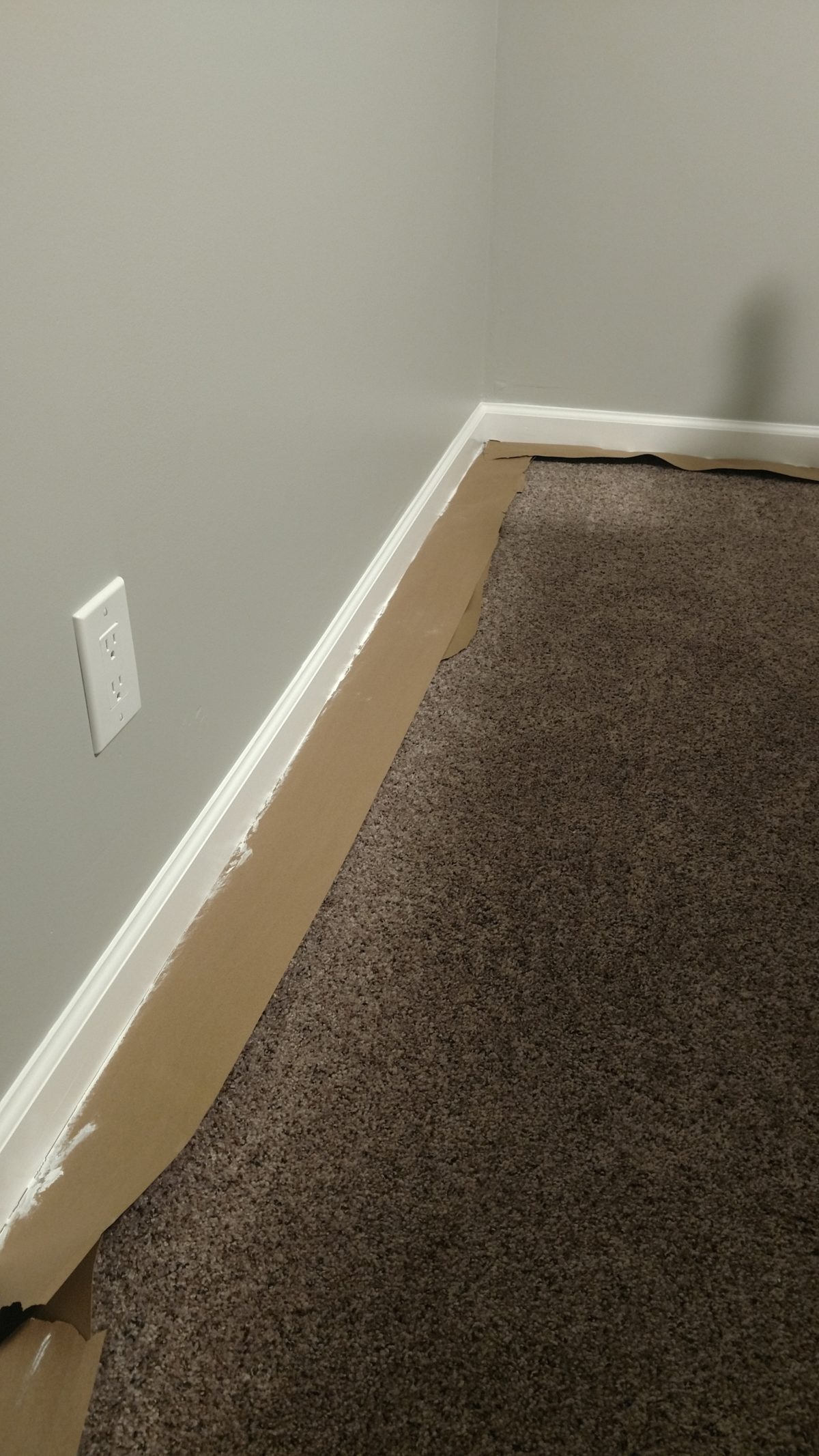 Use builders paper to protect carpet while painting baseboard