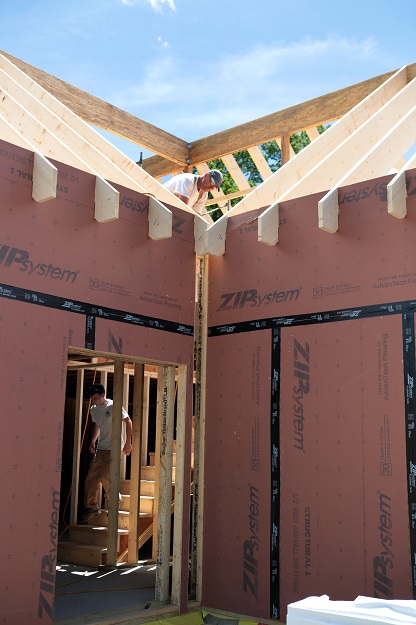 View with the rafters installed.