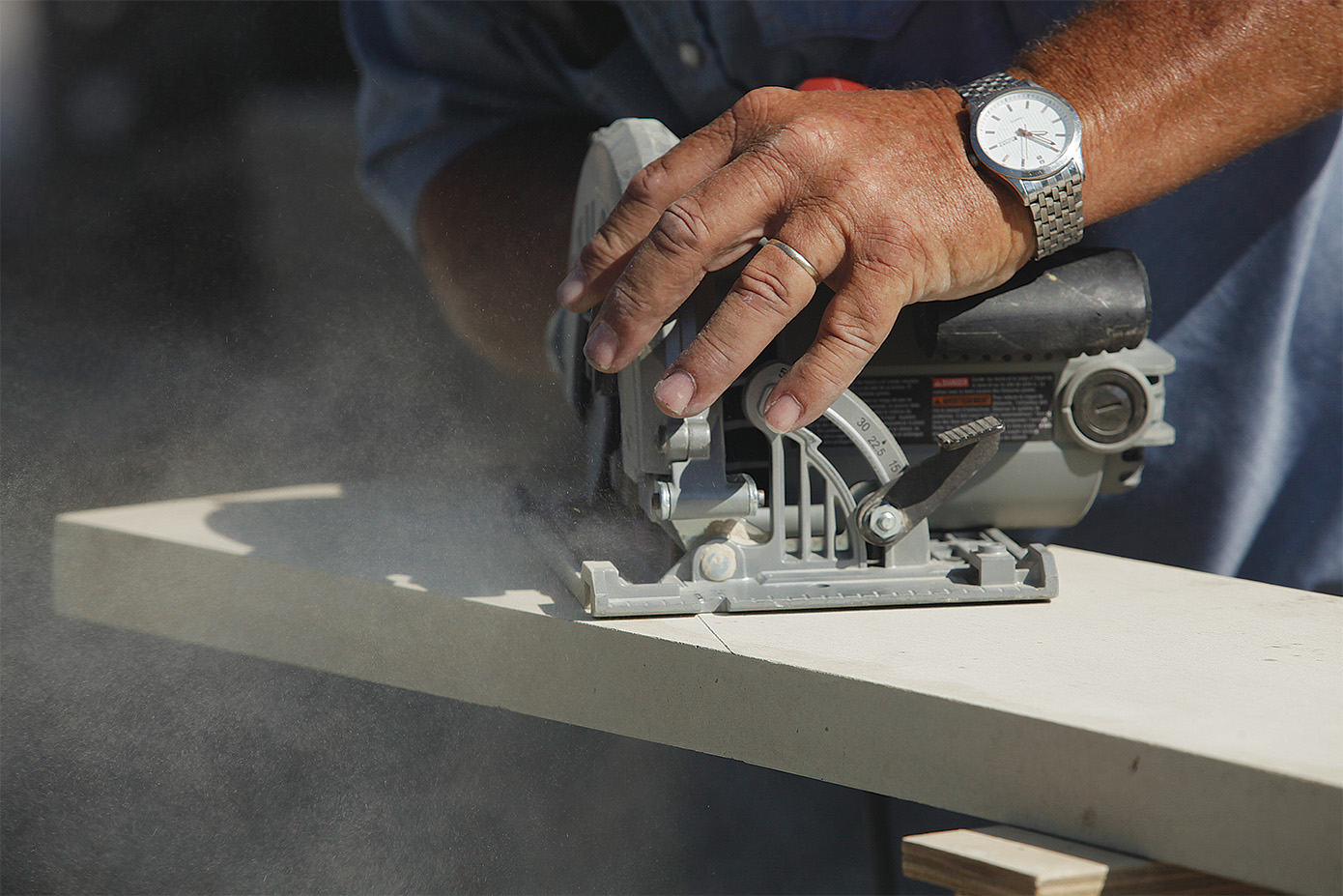 cutting trim with a standard carpentry tool