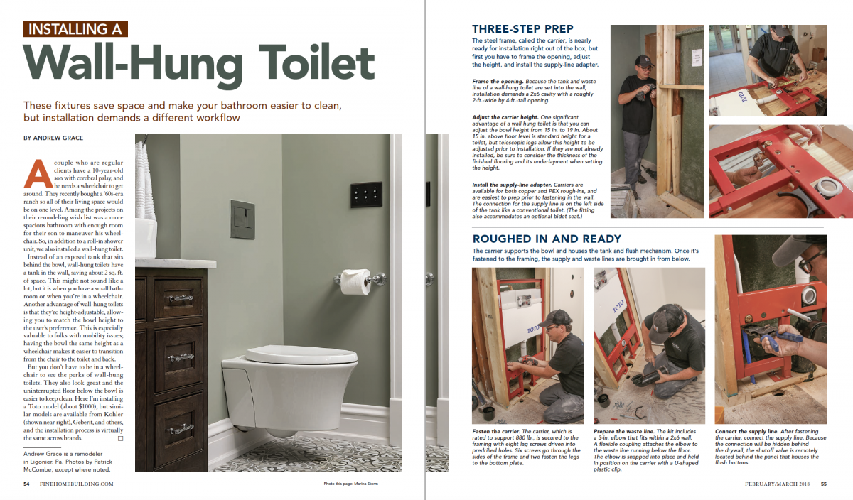 wall hung toilet magazine spread