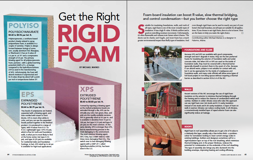 magazine spread of rigid foam