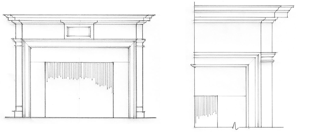 complex fireplace surround composition