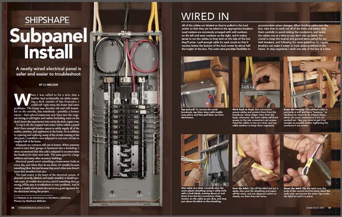 magazine spread of how to install an electrical subpanel