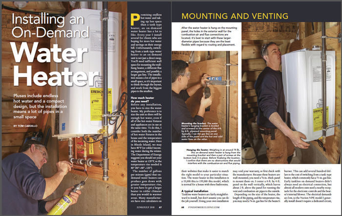 tankless water heater installation magazine snapshot