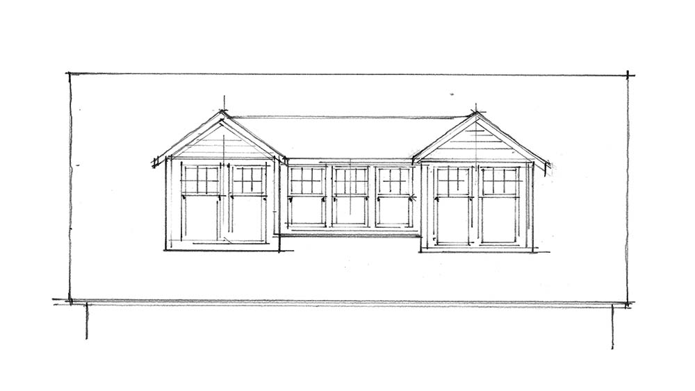 Drawing of a hybrid option, nantucket dormers.