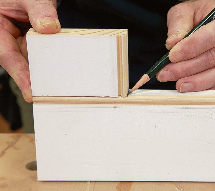 mark the short point of the miter on each end of the casing