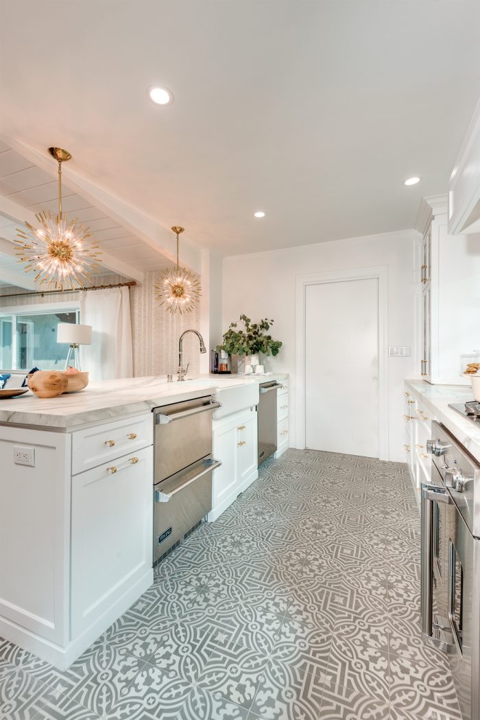 Cement tile implemented in a kitchen.