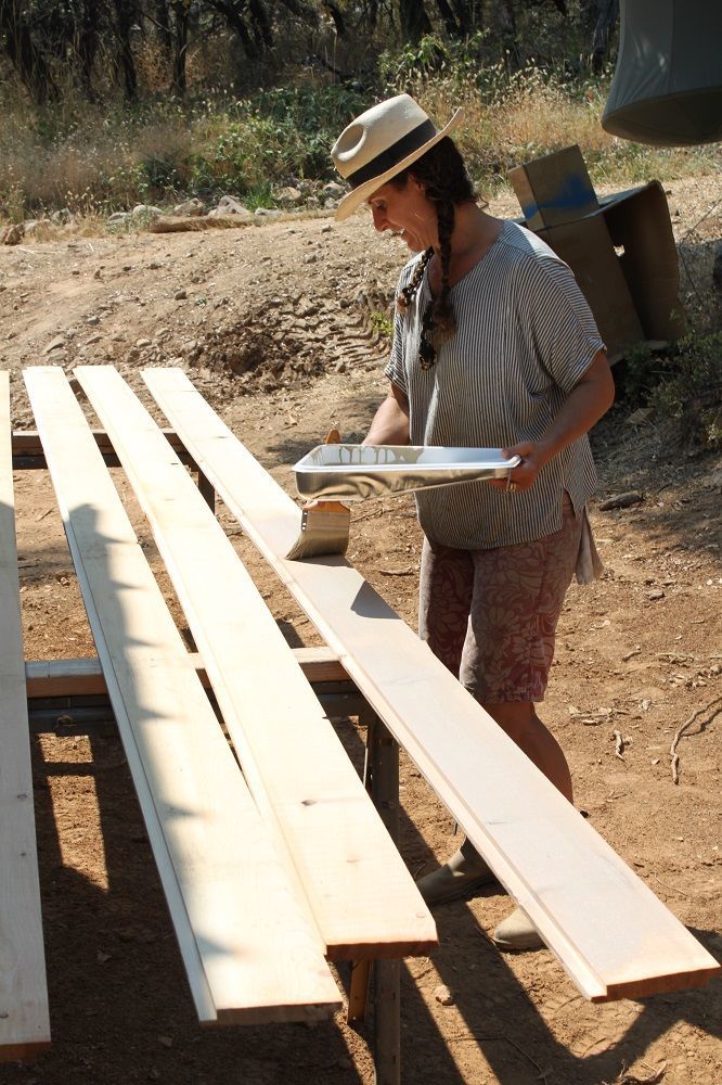 staining the cedar boards