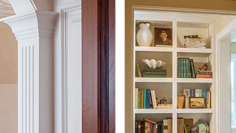 arch molding and bookshelf