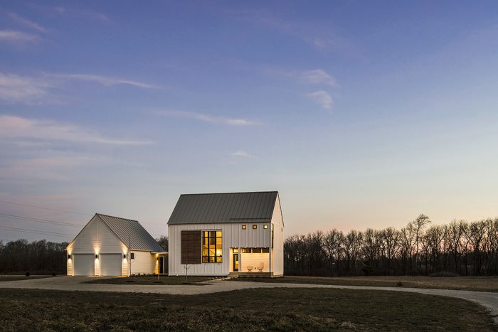 farmhouse at night