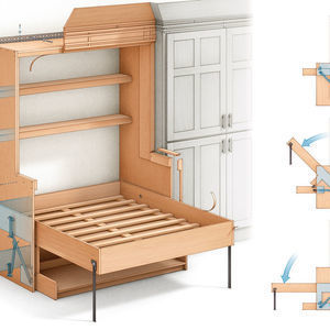 Built-in Cabinet Effortlessly Converts from Desk to Bed