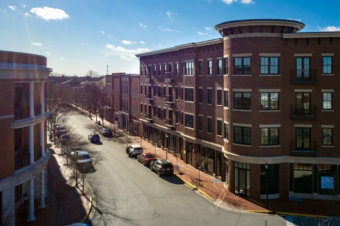 Downtown of a mixed-use development in a New Urbanism community