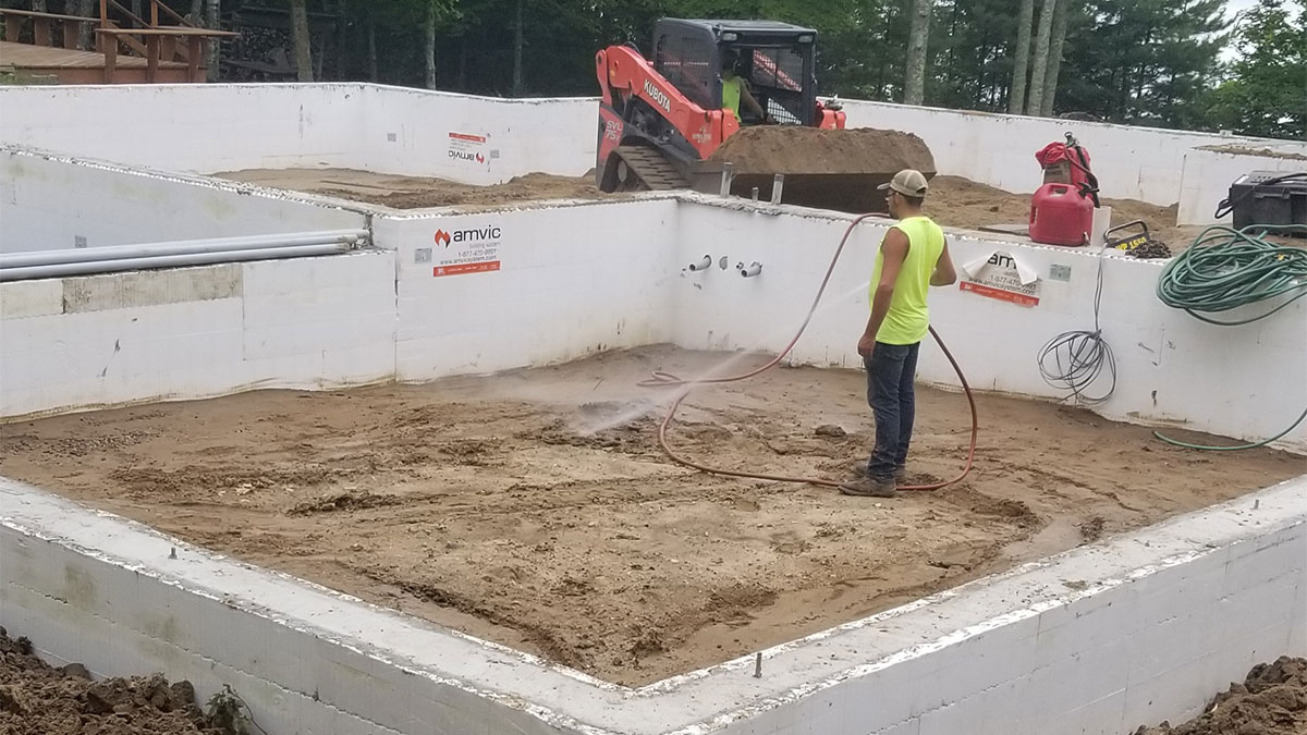 Person installing a foundation 