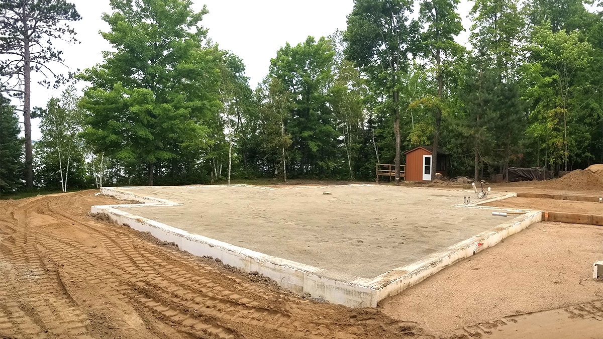 Completed foundation of a house 