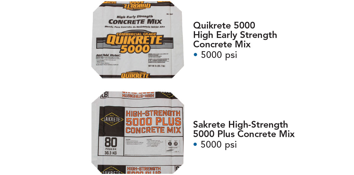 types of concrete mix: Quikrete and Sakrete